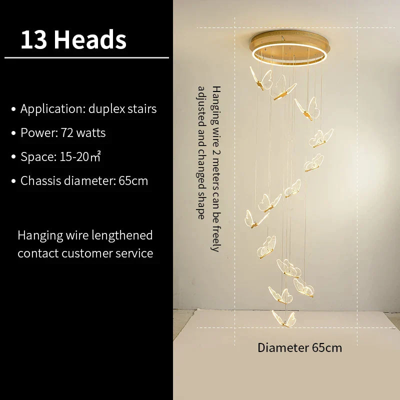DecorBites™ Butterfly Staircase Pendant Lights Loft Style Lamps