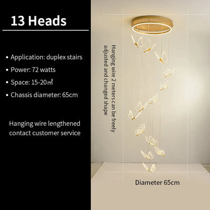DecorBites™ Butterfly Staircase Pendant Lights Loft Style Lamps