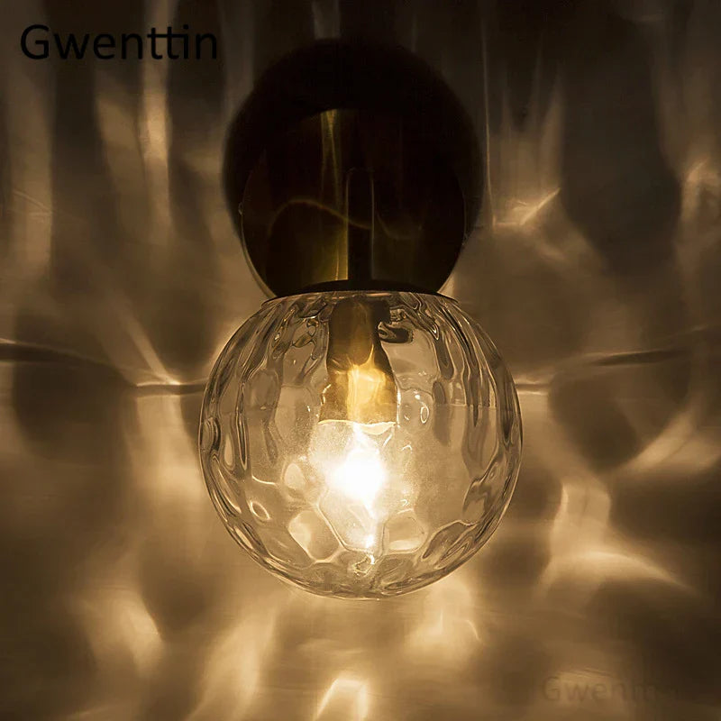 Lámpara de pared con bola de vidrio dorado Decorbites™ | Aplique de espejo nórdico para iluminación interior