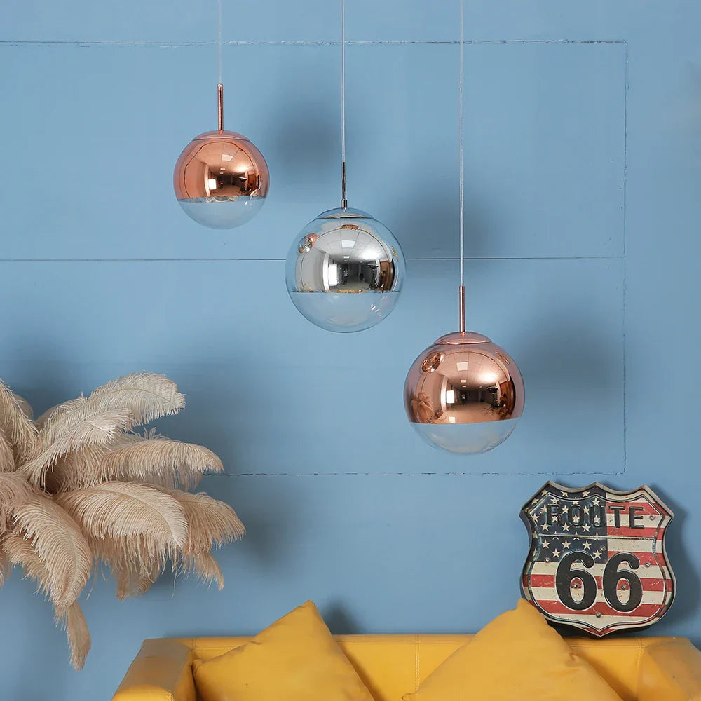 DecorBites™ Gold Glass Ball LED Pendant Light for Bedroom, Living Room - Modern Art Hanging Lamp