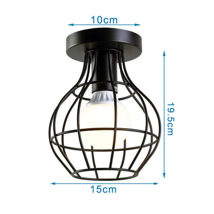 DecorBites™ Iron Cage Ceiling Light Modern Nordic Retro Black Loft E27 Home Lighting