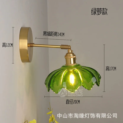 DecorBites™ Japanese Copper Glass Wall Lights Modern LED Sconce for Bedroom Stair Mirror