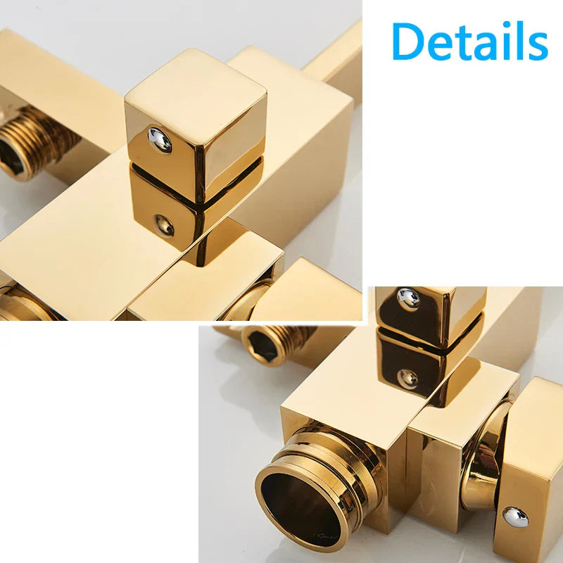 DecorBites™ Golden Bathtub Shower Faucet Floor Mounted Waterfall Mixer Tap