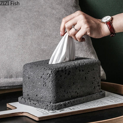 DecorBites™ Cement Tissue Box Rack | Modern Kitchen & Restaurant Decor