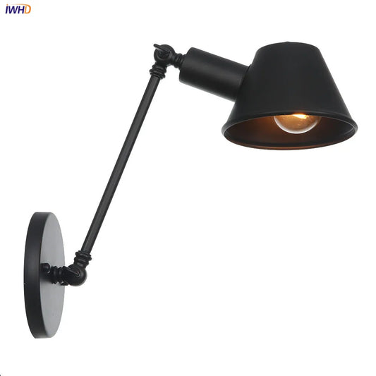 DecorBites™ Black Single Swing Arm Wall Light Industrial Vintage Sconce LED Wall Lamp