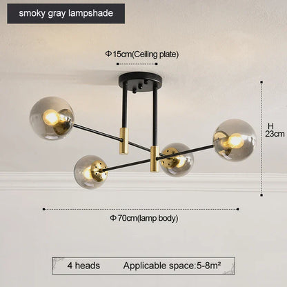 DecorBites™ Black & Gold LED Round Ball Chandelier - Elegant Lighting Fixture for Home