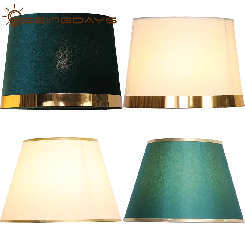 Decorbites™ Pantalla de tela grande Golden Edge para lámpara de mesa de noche o de pie en el dormitorio