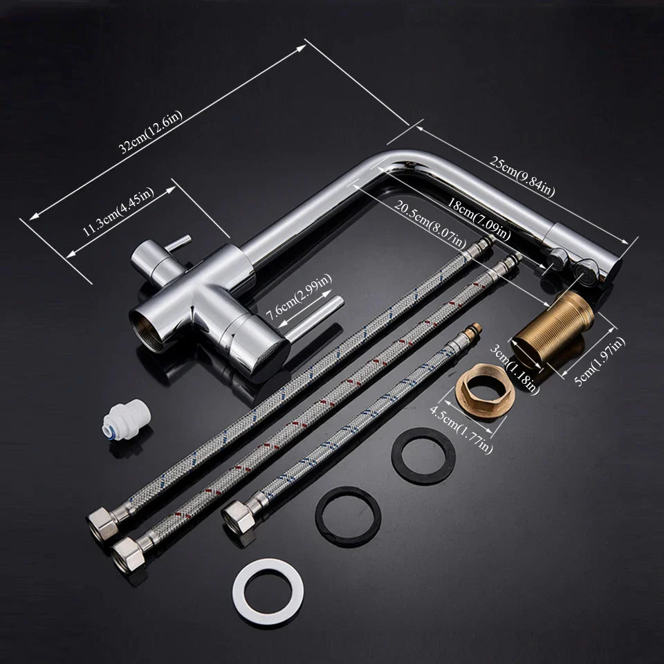 صنبور مطبخ أسود من DecorBites™ مع خاصية تنقية المياه الدوارة