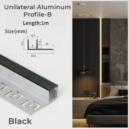 DecorBites™ 1M Frameless Embedded LED Aluminum Profile for Linear Strip Lights