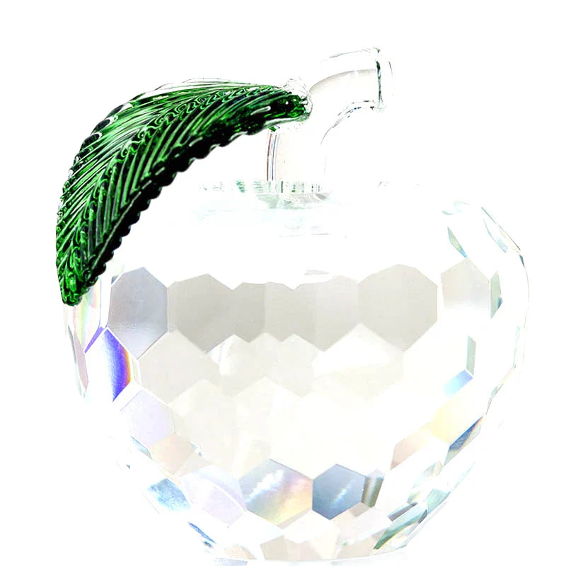 Adornos DecorBites™: Figura de pisapapeles de cristal amarillo con forma de manzana 3D - Decoración para escritorio de oficina