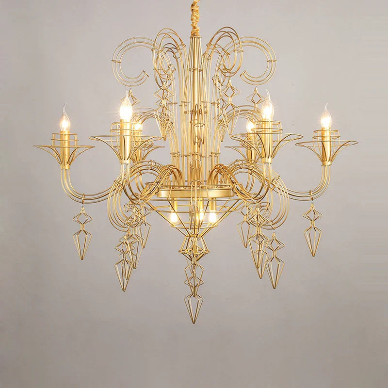 DecorBites™ Iron Baroque E14 LED Chandelier Suspension Lighting for Foyer