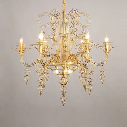 DecorBites™ Iron Baroque E14 LED Chandelier Suspension Lighting for Foyer