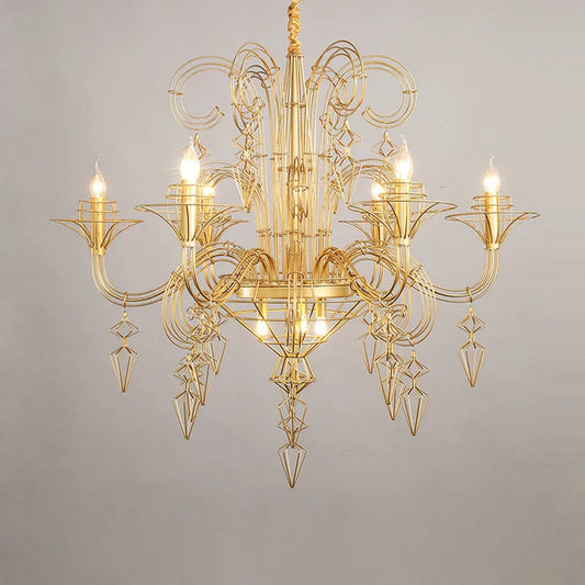 DecorBites™ Baroque Designer LED Chandelier Lighting in Gold Silver Black Iron
