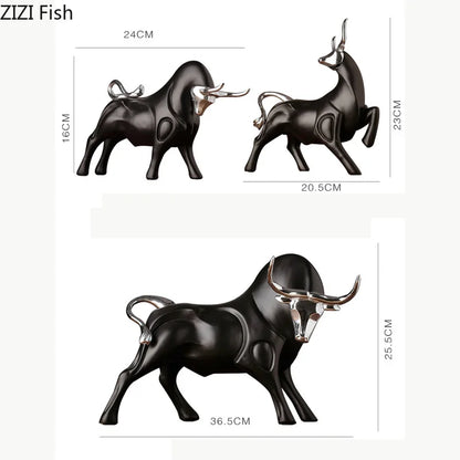 DecorBites™ Bull Sculpture Resin Animal Statue Home Decor Craft Figurine