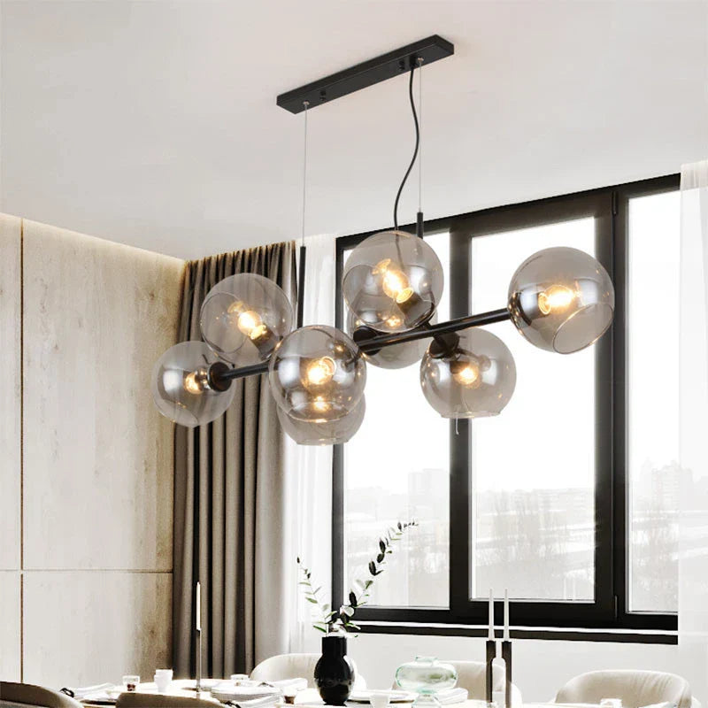 DecorBites™ Gray Glass Pendant Lights: Modern Nordic Loft Rustic Chandelier for Kitchen Bar Dining by DecorBites™