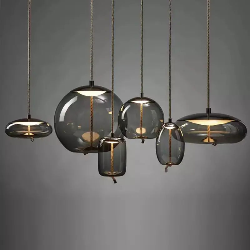 Luces colgantes de nudo de cuerda de cáñamo Decorbites™ - Lámpara colgante de vidrio suspendida