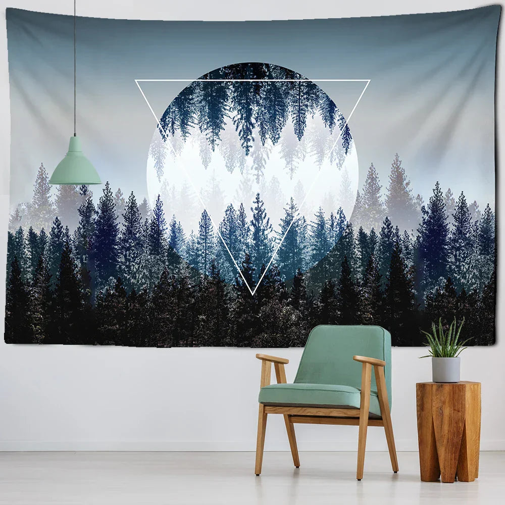 Decobites Foggy Forest Tree Tapestry Living Room Decor