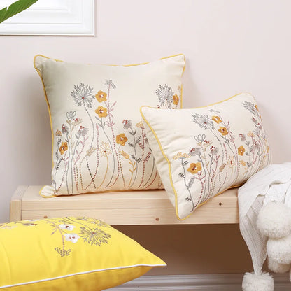DecorBites™ Dandelion Floral Yellow Pillow Cover for Home Decor