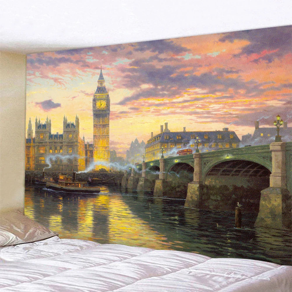 DecorBites™ Christmas Snow Forest Oil Painting Tapestry - Home Bohemian Wall Decoration