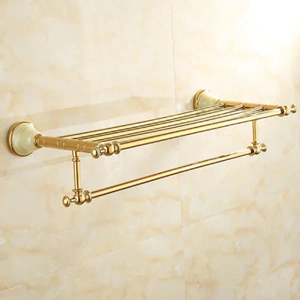 Conjunto de Accesorios para Baño Decorbites™ Gold: Estante, Perchero para Toallas, Soporte, Soporte para Cepillo, Herrajes para Baño
