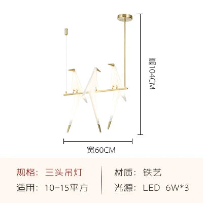 Lámpara de Araña Pájaro de Origami Jaula de Oro Decorbites™ - Accesorio de Iluminación Moderno para la Decoración del Hogar