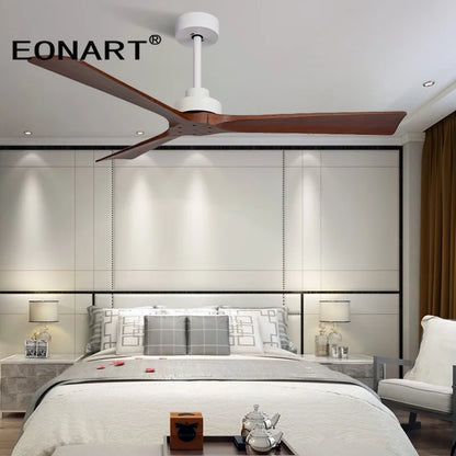 DecorBites™ Black Wooden Ceiling Fan Modern Solidwood Remote Control 52" No Light