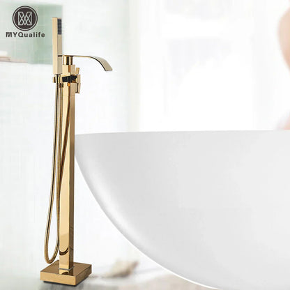 DecorBites™ Gold Freestanding Bathtub Faucet with Handshower