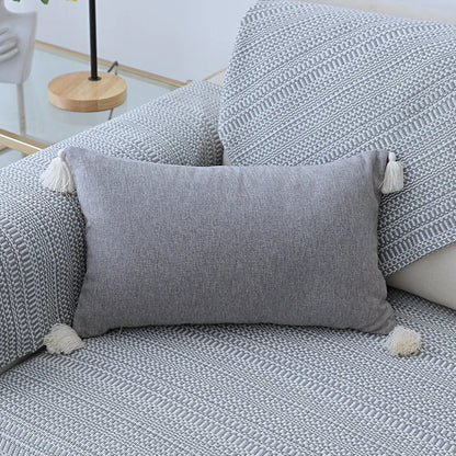 DecorBites™ Boho Style Tassel Pillow Cover Set for Sofa Bed, Beige Grey Blue Yellow