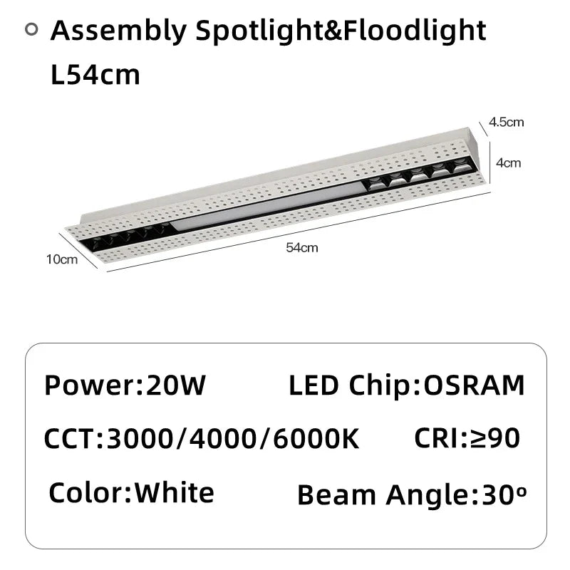 DecorBites™ Led Magnetic Downlight: Modern, Recessed, 90Ra, Indoor Ceiling Linear Grille Spot Lighting