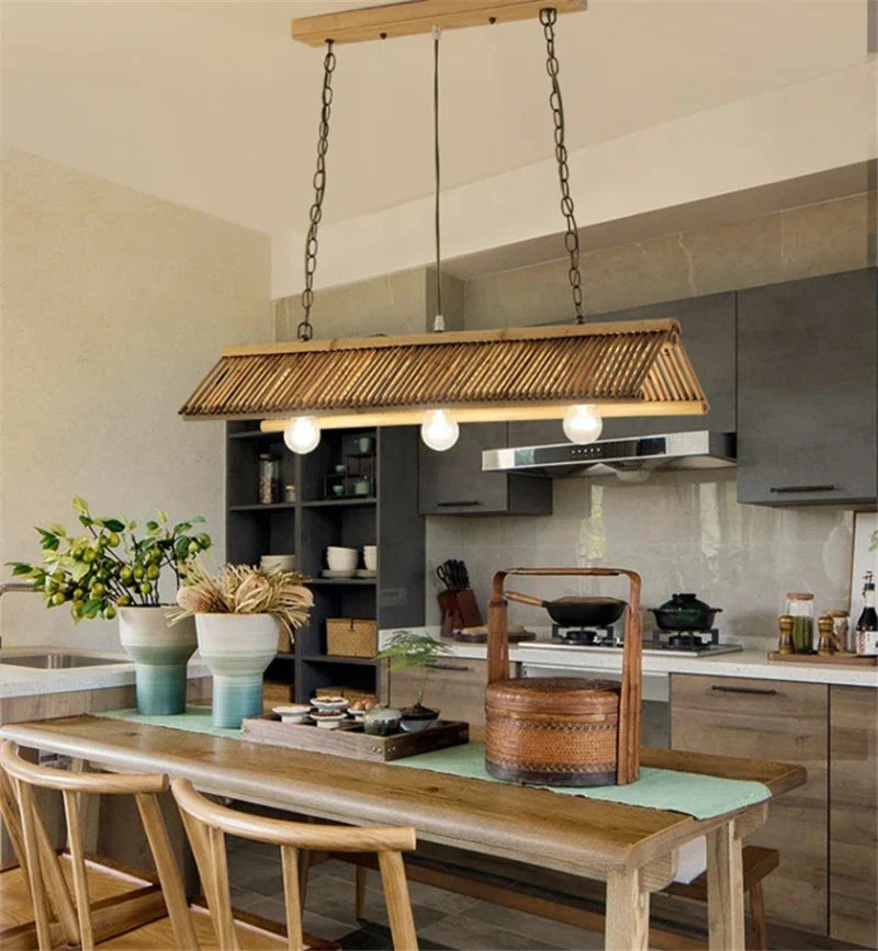 DecorBites™ Bamboo Pendant Chandelier: Chinese Classic for Kitchen, Cafe, Bar, Inn, Restaurant Lighting