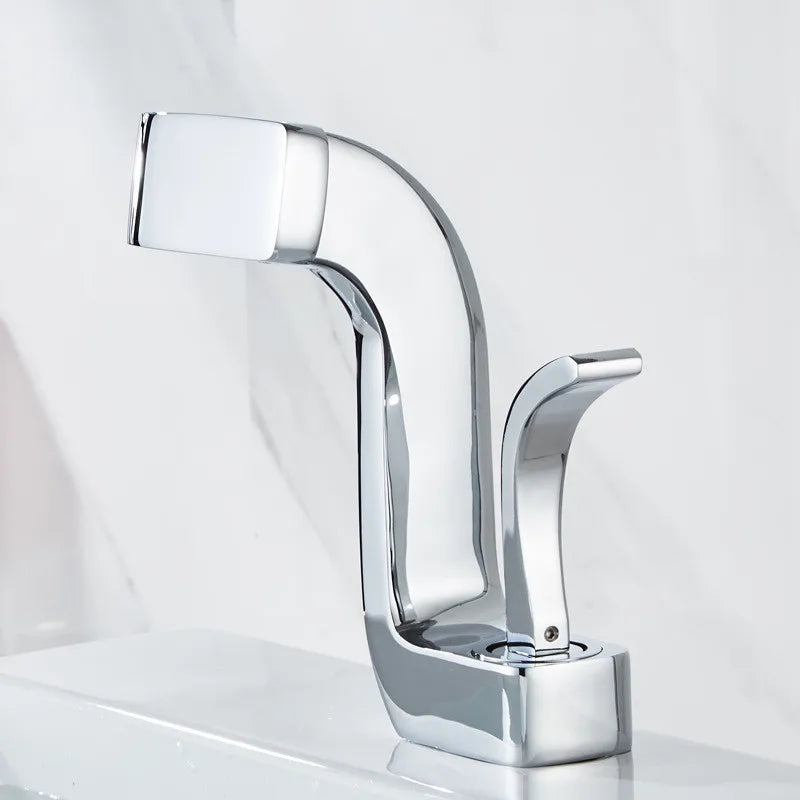 Grifo de Lavabo de Latón Dorado Decorbites™ Mezclador de Agua Fría y Caliente para Fregadero Montaje en Cubierta