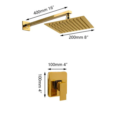 DecorBites™ Golden Plated Rainfall Shower System Wall Mounted Shower Faucets Combo