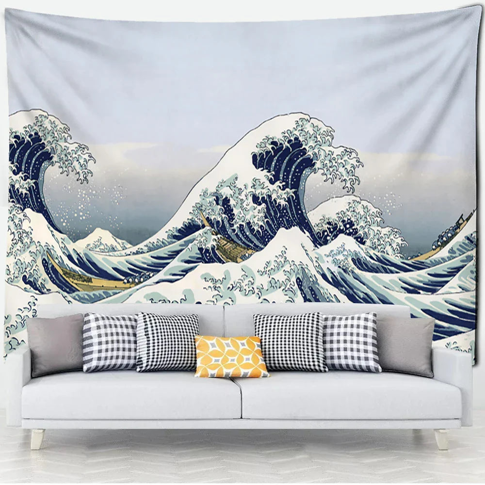 Decobites Kanagawa Wave Bohemian Tapestry Wall Hanging: Aesthetic Room Decor