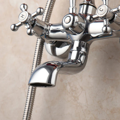 DecorBites™ Brass Bathroom Faucet Set with Hand Shower - Wall Mounted Chrome Water Mixer