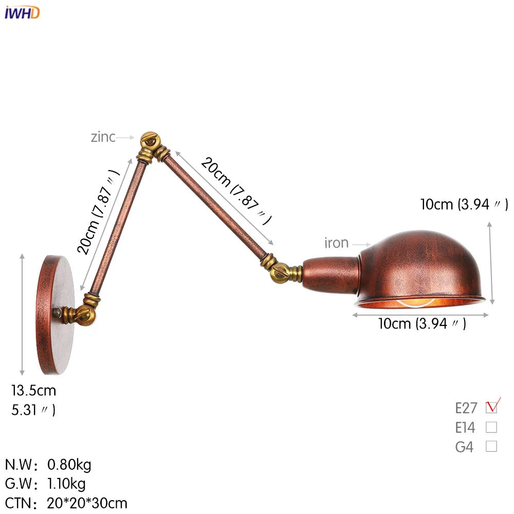 DecorBites™ Loft Antique Edison 3-Head Black Wall Sconce Swing Arm Light