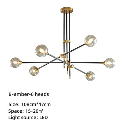 ثريا كرة زجاجية هندسية من DecorBites™: مصابيح LED معلقة بتصميم عصري لديكور أنيق