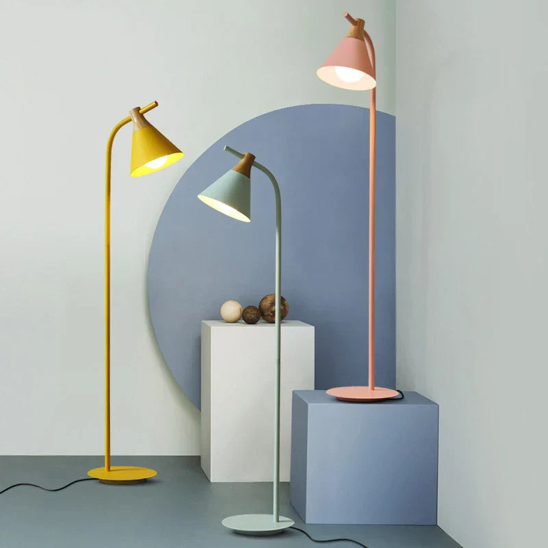 DecorBites™ Iron Macaron Floor Lamp: Modern LED Wooden Tall Lamp for Living Room