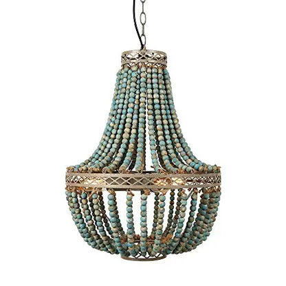 DecorBites™ Blue Wood Beads Ceiling Chandelier Pendant Lamps