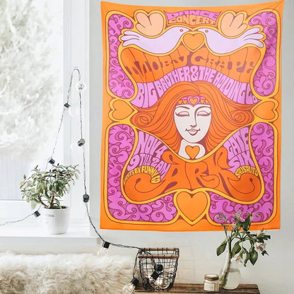 Decobites Retro Psychedelic Hippie Tapestry for Aesthetic Home Decor