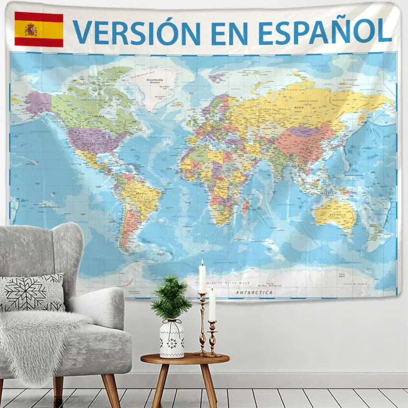 Decobites Spain Map Tapestry Wall Hanging - Bohemian Psychedelic Mandala Home Decor