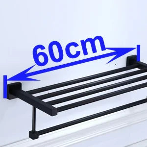 رف مناشف أسود من DecorBites™: إكسسوارات حمام من الألومنيوم مثبتة على الحائط