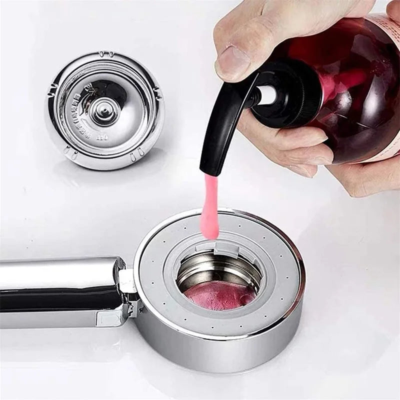 Cabezal de ducha de doble cara de alta presión DecorBites™ con dispensador de gel de ducha