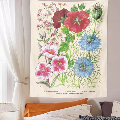 Decobites Vintage Floral Botanical Tapestry Wall Hanging for Elegant Home Decor