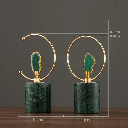 ديكوربايتس™ منحوتة فنية بقاعدة رخامية من عقيق الحرف اليدوية لخزانة الكتب في غرفة المعيشة