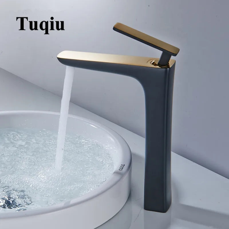DecorBites™ Basin Faucet: Black/White Brass Mixer Tap, Bathroom Sink Water Crane, Hot & Cold.