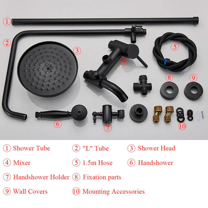 DecorBites™ Black Bronze Bathroom Shower Set with 8" Rainfall Head - Wall Mounted