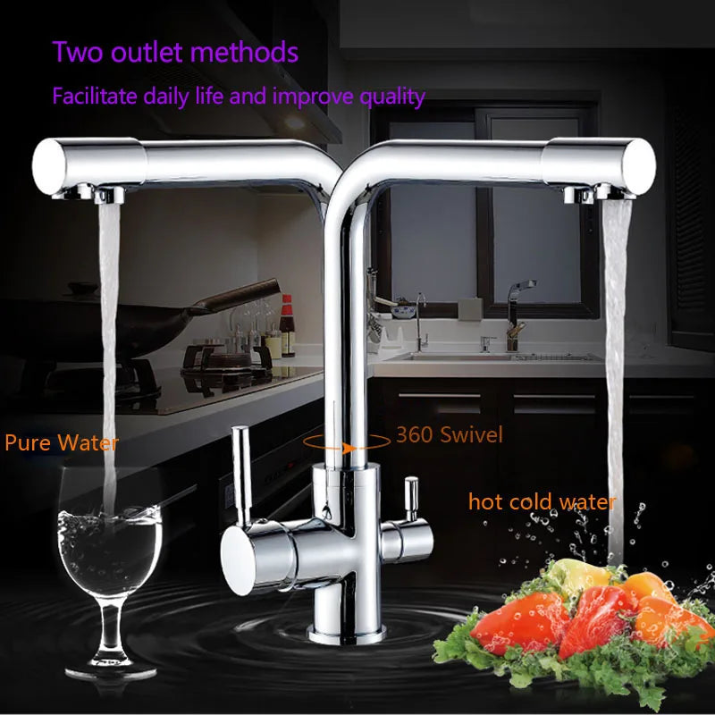 Decorbites™ Zweifachauslauf Chrom Küchenarmatur Wasserfilter Mischbatterie