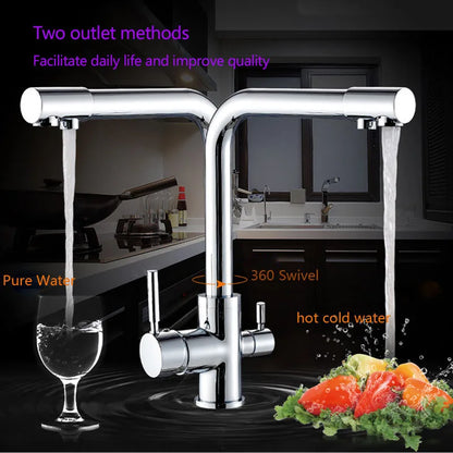 Decorbites™ Zweifachauslauf Chrom Küchenarmatur Wasserfilter Mischbatterie
