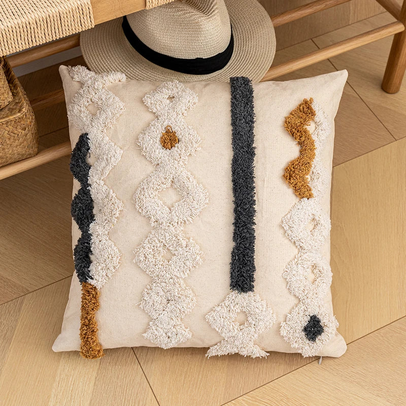 DecorBites™ Bohemian Cotton Cushion Cover 30x50cm/45x45cm Beige for Home Decor Sofa Bed
