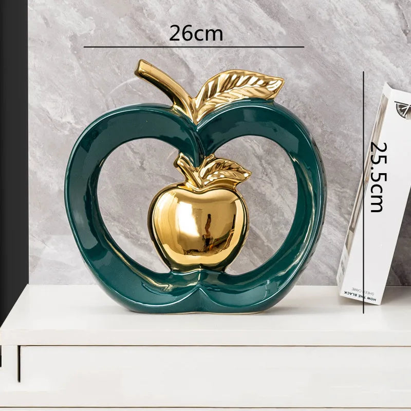 DecorBites™ Apple Hollow Golden Ceramic Art Crafts Candy Jar Storage Home Decor